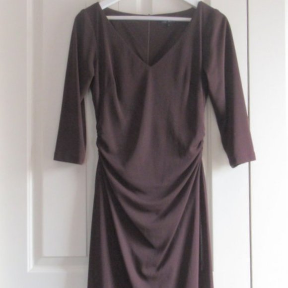 David Meister Burgundy Draped Dress  Size US 6 - Picture 4 of 8